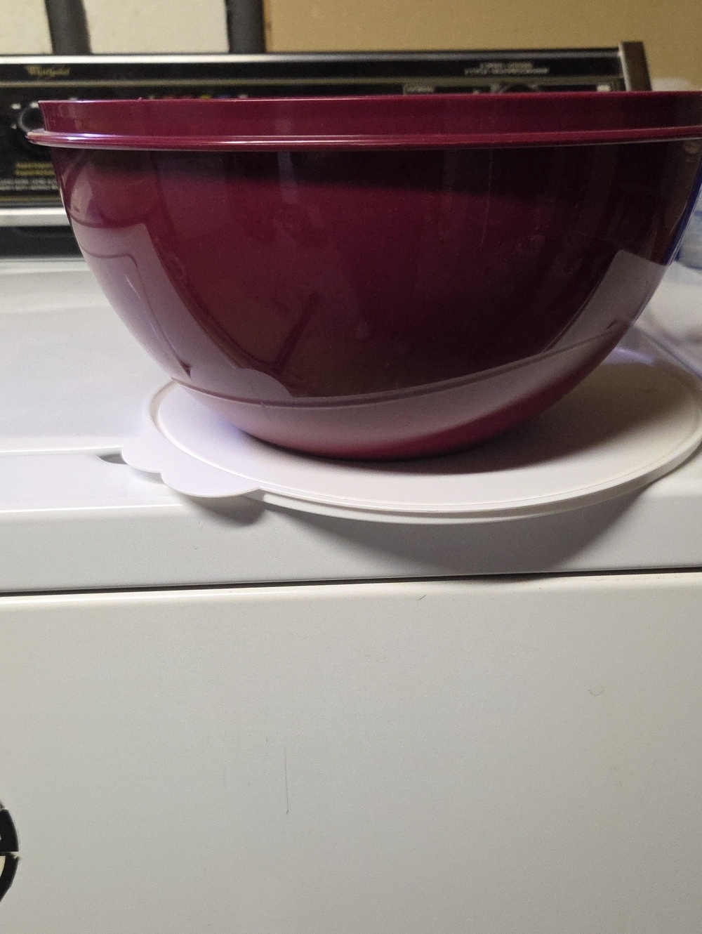 Tupperware Deep Burgundy Mixing Bowl with Snap Lid